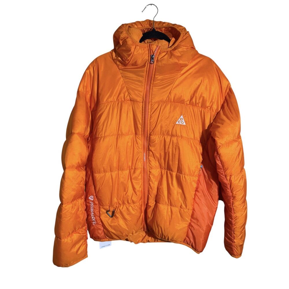 NIKE THERMA-FIT ADV ACG PRIMALOFT HOODED PUFFER JACKET COAT ORANGE MENS LARGE L - Picture 2 of 16